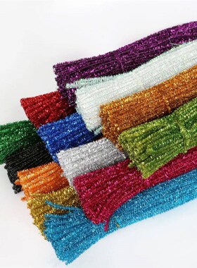 100pcs Glitter Chenille Stems Pipe Cleaners Plush Tinsel Ste
