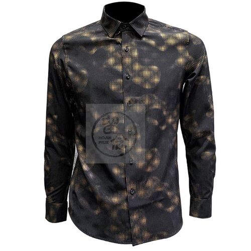 。Autumn casual mens long sleeved shirt digital bronzing el