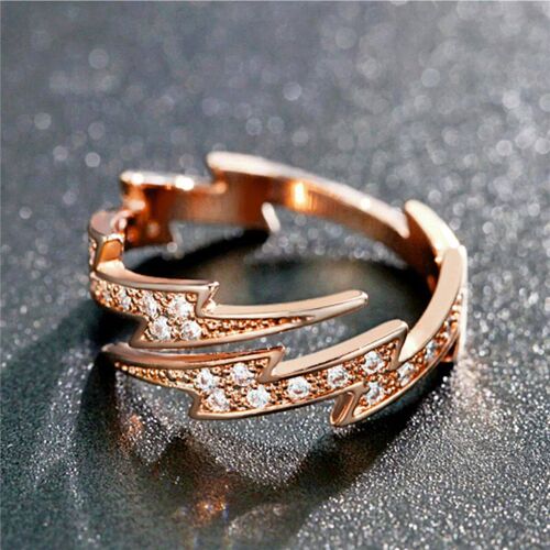 Punk Hip hop Silver Color Zircon Lightning Open Rings for Me