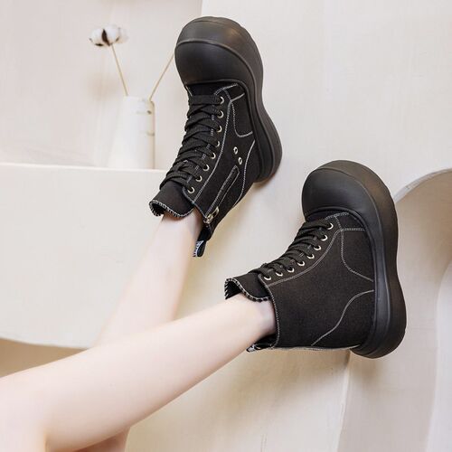 Lace-up Big-head  Shoes 2025 All-match Inner Height Increase