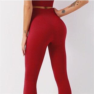 Sports Leggings Yoga Knit Women Seamless Tights Ribbed