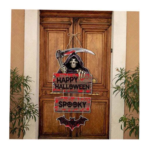 Halloween Party Door Decorations Horror Pumpkin Ghost Bat Ha