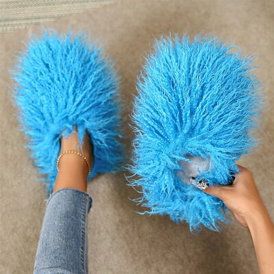 Furry Slippers To Keep Women Warm At Home Baotou Imitation T