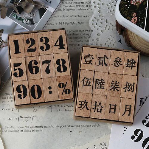 Yoofun 8pcs/12pcs One Week Wooden Stamp Set 12 Months Wood R