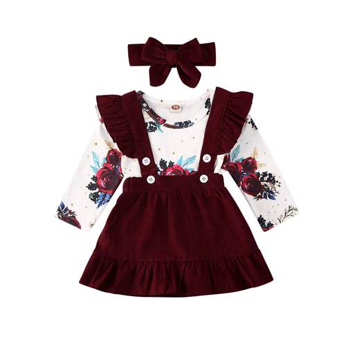 Citgeett Spring 3PCS Infant Baby Girl Floral Outfit Clothes