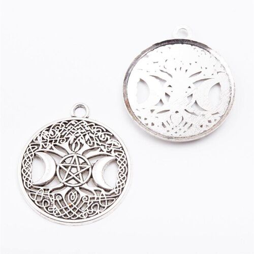 4PCS 34*39mm New Product Two Color Round Hollow Charms Moon
