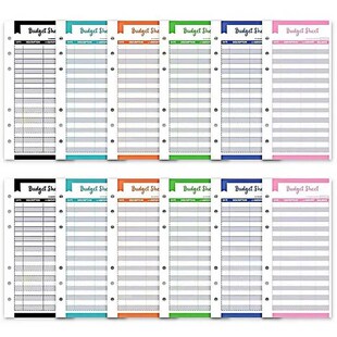 12pcs Kawaii Budget Sheets Binder Planner Journal Envelopes
