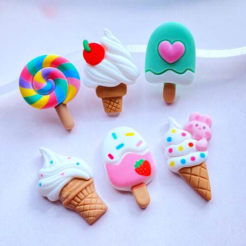 10Pcs New Kawaii Cute Cake/Popsicle/Lollipop Flat Back Acryl
