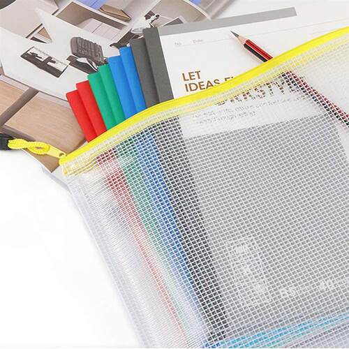 5pcs/lot Gridding Waterproof Zipper Bag Clear PVC A4 Binder