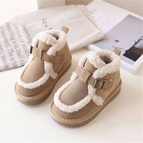 Childrens Snow Boots For Girls Leather Warm Plush Fashion N