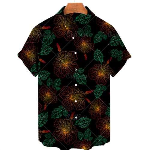 Casual Shirts For Men Korean Fashion Flower White Costumes O