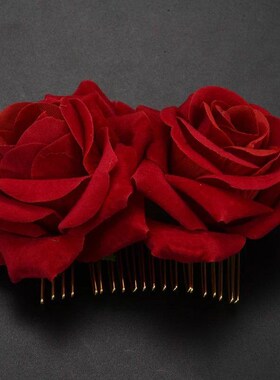 Rose Flower Hair Clip Slide Flamenco Dancer Pin Flower Brooc