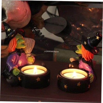 1pcs Halloween Skull Candle Holder Gothic Witch Skeleton