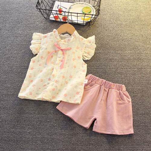 Girls Summer Suit Baby Girls Jacquard Shirt 1 Summer 2 Lit