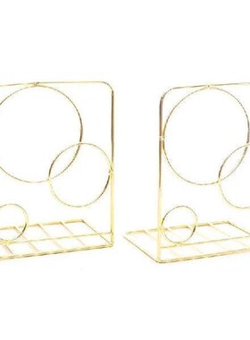 2pcs Round Circle Metal Desktop Bookends Book Ends Support