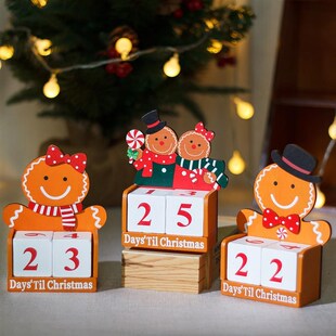 Countdown Wooden Decor Couple Gingerbread Advent Calendar