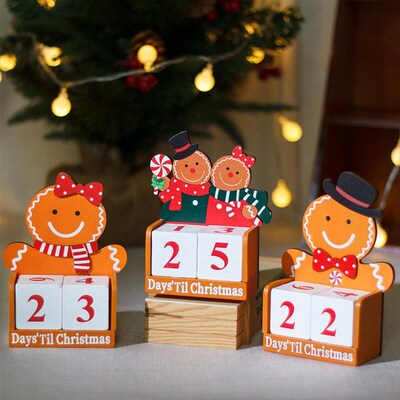 Wooden Advent Calendar - Gingerbread Couple Countdown Decor