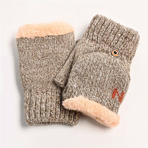 2024 Winter Warm Thickening Wool Gloves Knitted Flip Fingerl