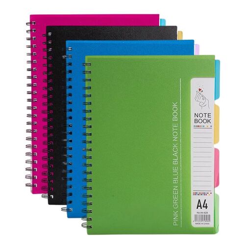 96-Sheet Spiral Notebook with 4 Divider Pages A4/A5 Sizes Li