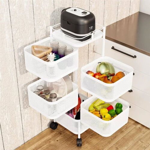 Kitchen Storage Cart Fruit Rack 4/5 Layer Kitchen Trolley on