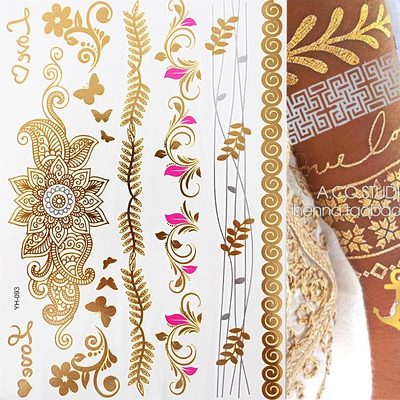 1 sheet Flash Boho Metallic Gold Feathers Shimmering Jewelle