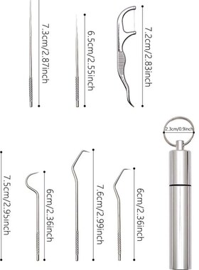 1set-Stainless Steel Toothpick Set Tooth Flossing Reusable T