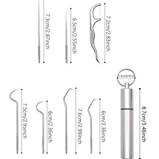 1set-Stainless Steel Toothpick Set Tooth Flossing Reusable T