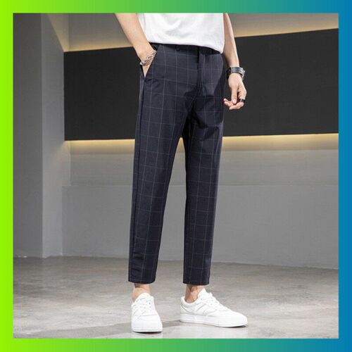 Pants Mens Spring and Summer Thin Slim-fit Stetch Cropped S