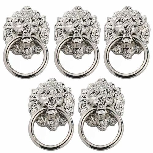 5pcs Lion Head Pulls Antique Door Pulls Zinc Alloy Vintage D