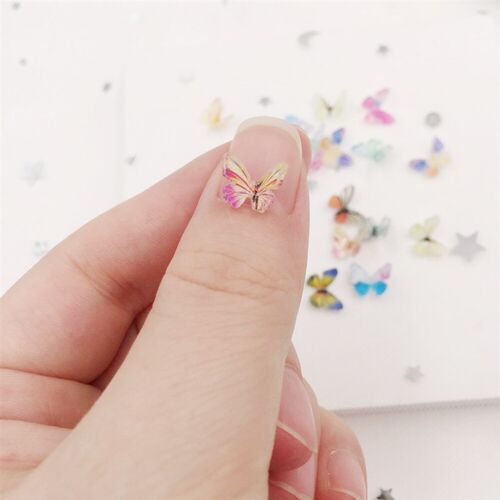 3D Colorful Glitter Mini Wheel Butterfly Nail Art AB Miniatu