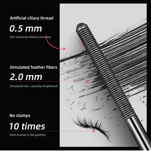 Metal Iron Lashes Mascara Waterproof Silk Fiber Mascara Blac