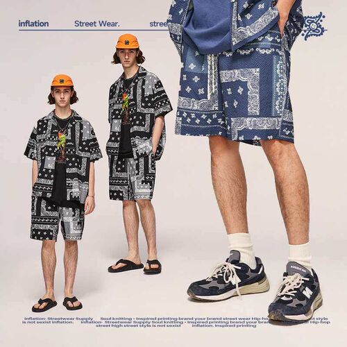 INF Mens  Cashew Flower Bubble Sauce Beach Shorts Summer F
