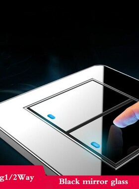 Tap the switch at any point Type 86 Black Mirror Glass 2Gang