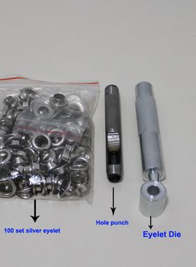 100sets Silver metal eyelets 4mm 5mm 6mm 8mm 10mm 12mm 14mm