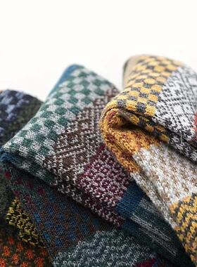 5pairs Unisex Ethnic Style Vintage Thick Wool Warm Crew Men