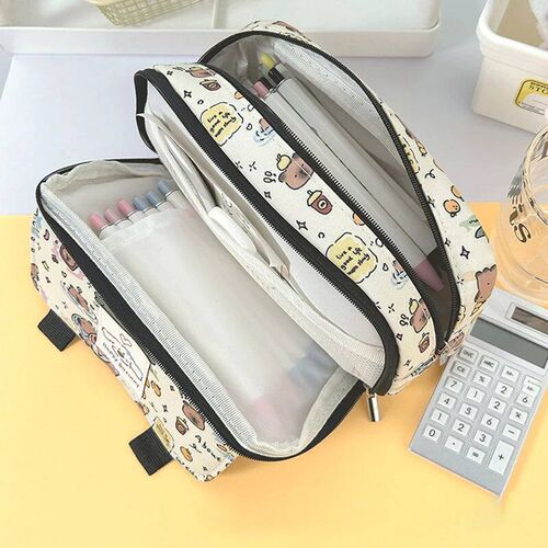Cartoon Capybara Pencil Case For Girls Cute Kawaii Large Cap