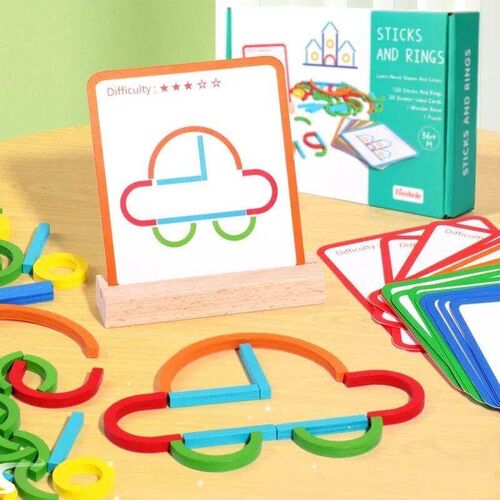 Wooden Creative Sticks And Rings Puzzle Intelligence Game Mo