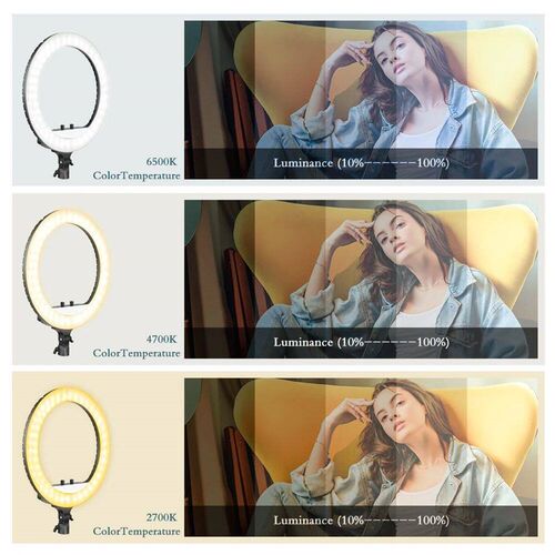 18 inch Ring Light LED Large Selfie Video Remote Control Tri