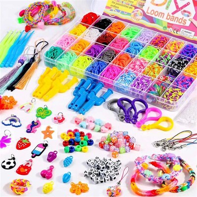 DIY Loom Bands Kit, 2900PCS+ 36Grids 36 Colors Colorful Rubb