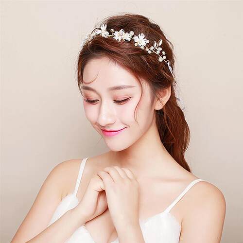 Sweet Flower Headband With Ribbon Wreath Wedding Party Ladie