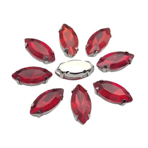 Horse Eye Shape Glass Rhinestones With Claw Marquise Sew On