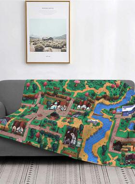 Stardew Valley Town Map Knitted Blankets Fleece video game m