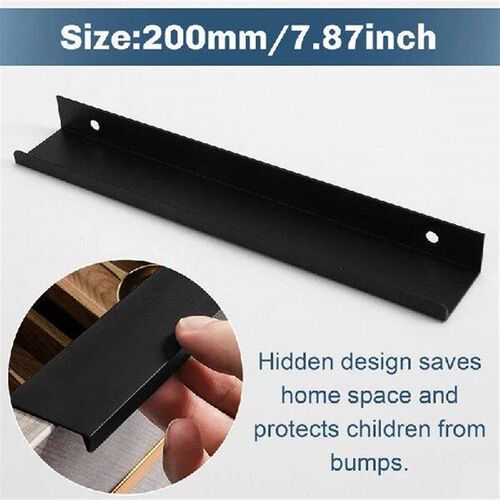 4PCS Black Door Seam Handle Wardrobe Cabinet Door Non-Punch