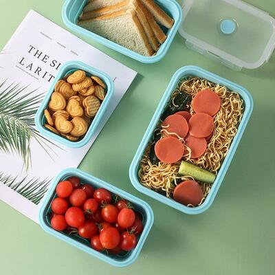 4 Sizes Collapsible Silicone Food Container Portable Bento C