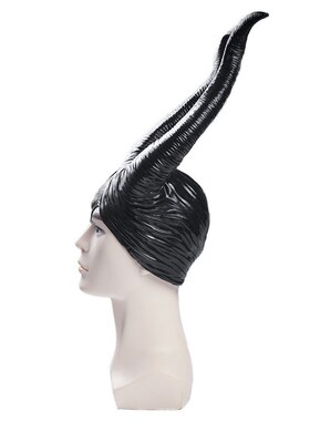 Halloween Devil Flow Bar Horn Head Mask万圣节女巫黑色面具