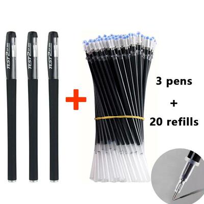 Gel pens Set Black Blue Red Refill Gel Pen Bullet Tip 0.5mm