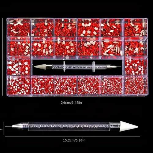 2500pcs Glass Crystal Diamond Nail Art Rhinestones 21 Grid B
