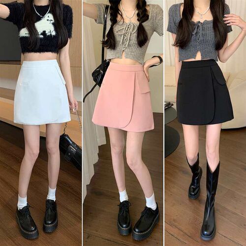 Draped Suit Dress New Spring High Waist Slimming A- line Ski