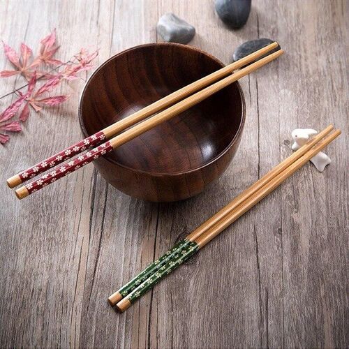 1Pairs Natural Bamboo Chopsticks Reusable Traditional Handma