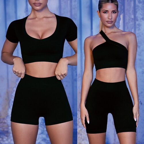 QRWR Seamless Ribbing Yoga Clothing Fitness Clothing Long Sl